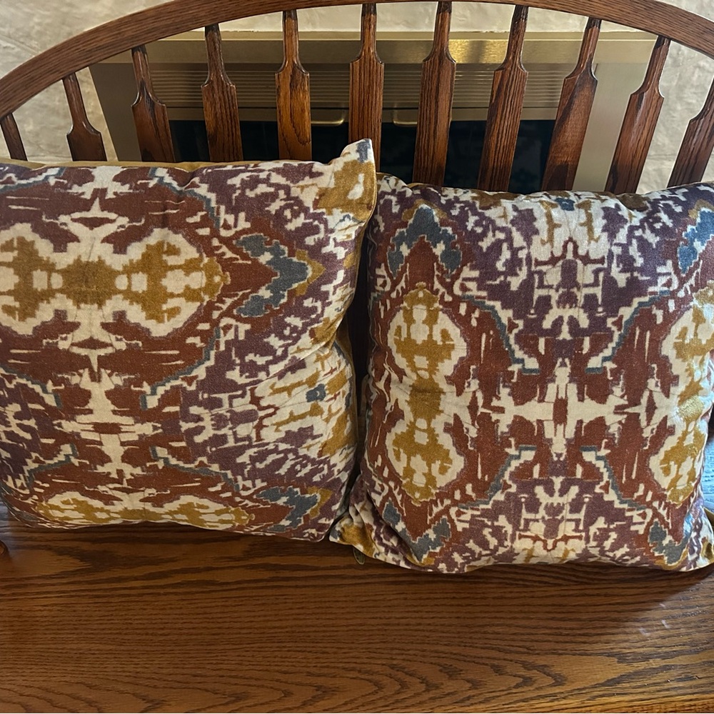 MacKenzie-Childs Ikat Accent Pillow Pair in Rust, Mustard & Slate